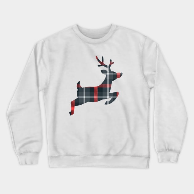 Christmas Plaid Flying Reindeer Crewneck Sweatshirt by nancy.hajjar@yahoo.com